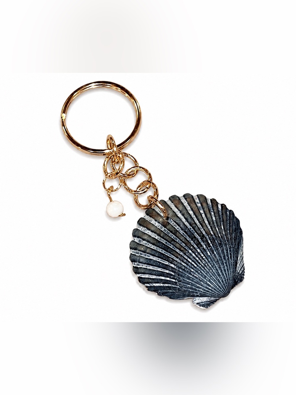Gold Keyring with Blue Shell Charm